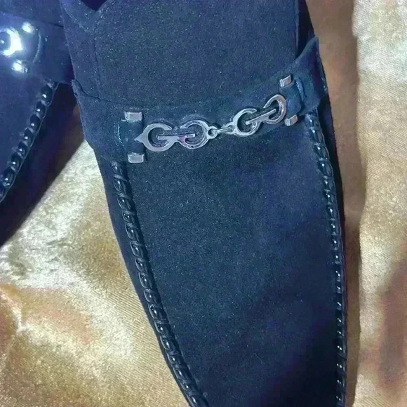 Zota Unique Men's Size 8 Suede Dress Shoes Black Slip-ons Preowned - Picture 2 of 11